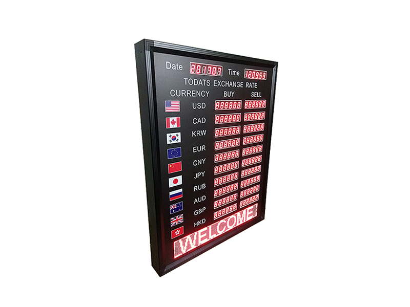 led display sign bank and hotel currency exchange rate board