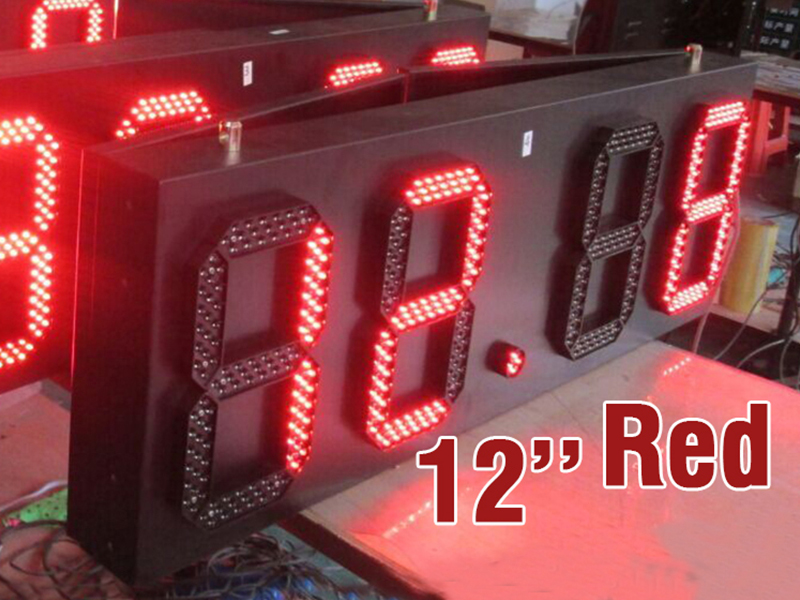 led time temperature sign/ led gas station display/ 12 inch single red
