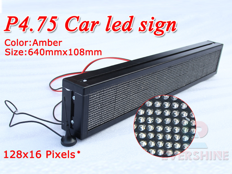 P4.75 Amber 640x108mm Car led Programmable Scrolling board